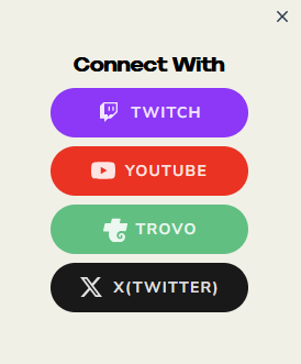 StreamElements log in scherm